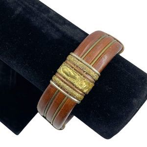 Vintage Artisan Leather Strap Cuff Bracelet